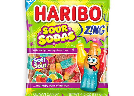HARIBO 4.5oZ GUMMI CANDY Z!NG SOUR SODAS 1COUNT
