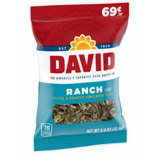 DAVID SUNFLOWER SEEDS 0.8oZ PACK RANCH PRE-PRICED 0.69$ 36PACKS