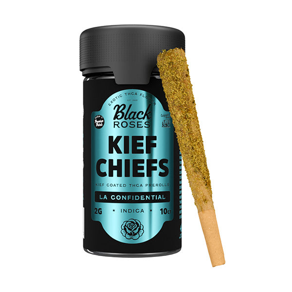 Black Roses Kief Chiefs Coated THCA Pre-Rolls | (10ct) 20g LA Confidential – Indica