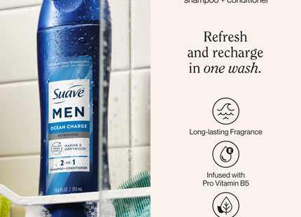 SUAVE MEN SHAMPOO+CONDITIONER OCEAN CHARGE 12.6 OZ