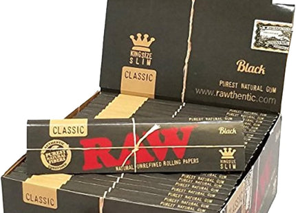RAW CLASSIC BLACK KING SIZE SLIM PAPER 50COUNT