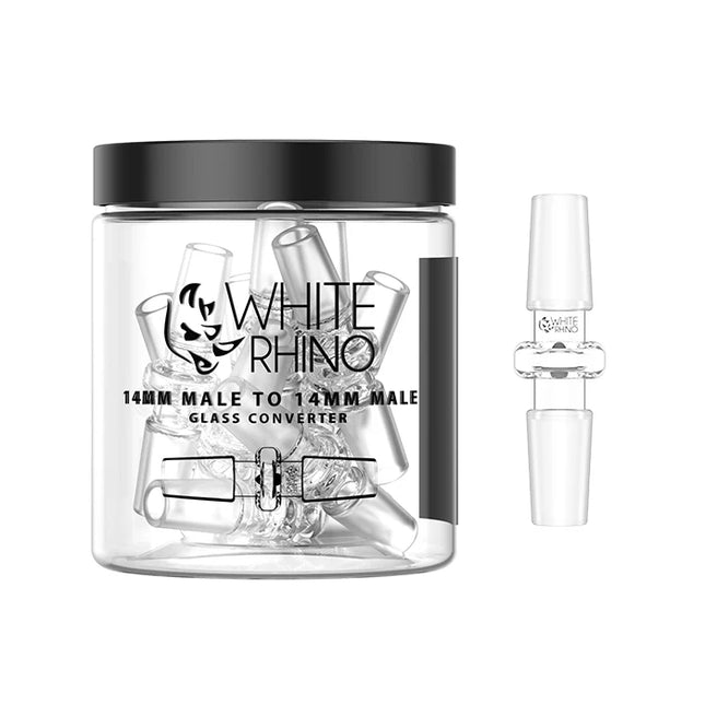 WHITE RHINO 14MM MALE TO 14MM MALE GLASS CONVERTER 10CT