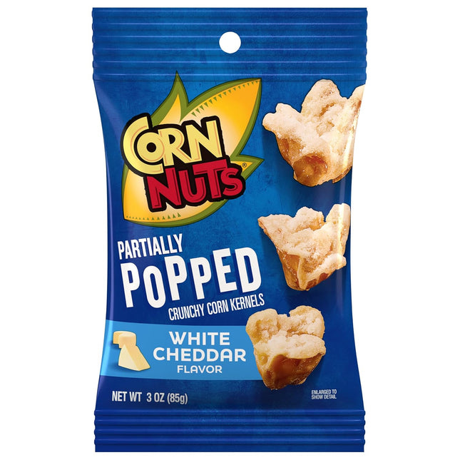 CORN NUTS 3oZ SNACK PARTIALLY POPPED WHITE CHEDDAR FLAVOR 1PACK