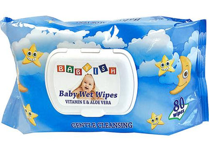 BABYISH BABY WIPES BLUE - 80CT