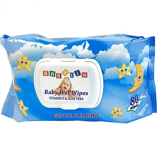 BABYISH BABY WIPES BLUE - 80CT