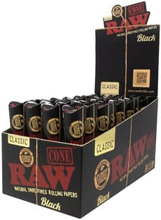 RAW BLACK CLASSIC 1 1/4 CONES 32 x 6COUNT