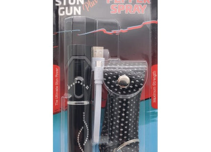 CHEETAH BLACK LIPSTICK STUN GUN & PEPPER SPARY