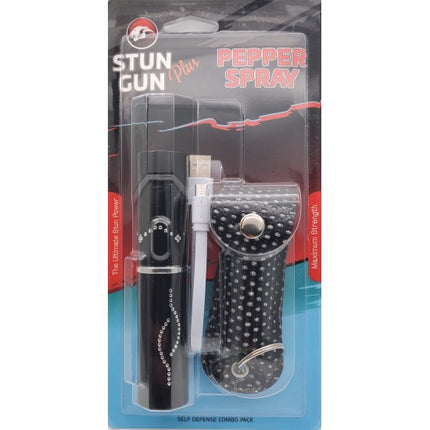 CHEETAH BLACK LIPSTICK STUN GUN & PEPPER SPARY