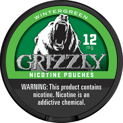 GRIZZLY NICOTINE POUCHES 12MG WINTERGREEN 5ROLLS