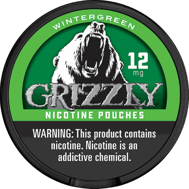 GRIZZLY NICOTINE POUCHES 12MG WINTERGREEN 5ROLLS