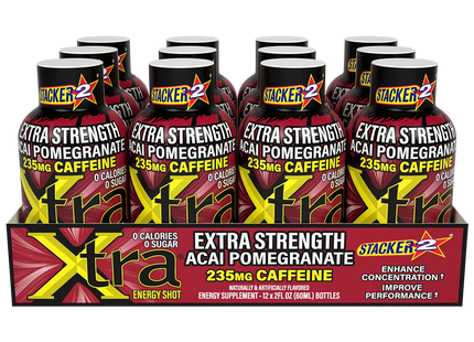 STACKER 2 XTRA STRENGTH ENERGY SHOTS POMEGRANATE 12COUNT