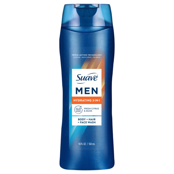 SUAVE MEN 18OZ 3 IN 1 BODY + HAIR + FACE WASH HYDERATING FRESH CITRUS & MUSK 1COUNT