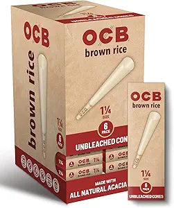 OCB BROWN RICE CONES 1 1/4 SIZE 24PACK