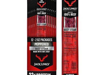 JACK LINK'S 2oZ PEPPERED BEEF STEAK 12COUNT