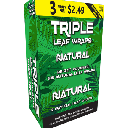 TRIPLE LEAF WRAPS 3 FOR $2.49 NATURAL - 10 PACK