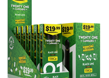 21 CANNABIS 2ML DISPOSABLE PRE-PRICED 19.99$ BLACK LIME 6PACK