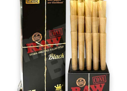 RAW CLASSIC BLACK KING SIZE CONE 75COUNT