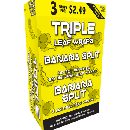 TRIPLE LEAF WRAPS 3 FOR $2.49 BANANA SPLIT - 10 PACK