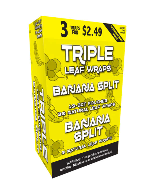 TRIPLE LEAF WRAPS 3 FOR $2.49 BANANA SPLIT - 10 PACK