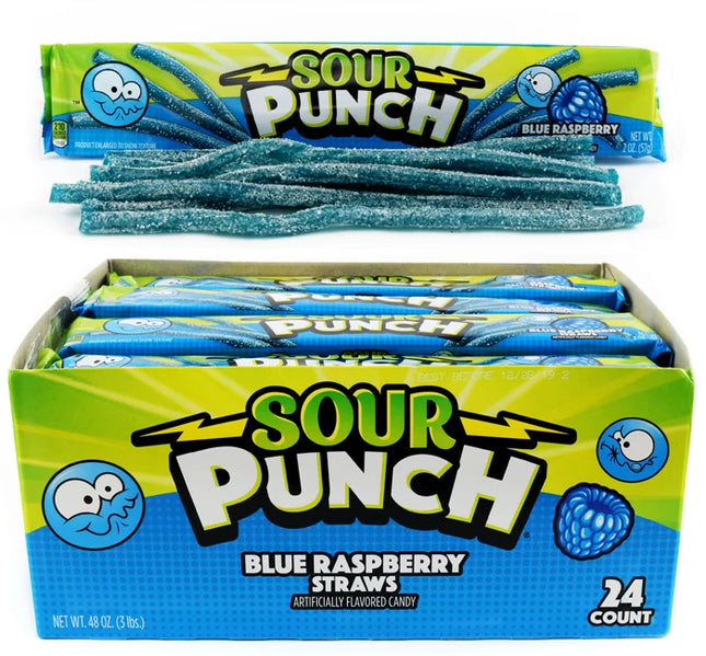 SOUR PUNCH 2oZ STRAWS BLUE RASPBERRY 24COUNT