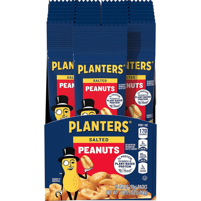 PLANTERS 2.5oZ SNACK SALTED PEANUTS 15PACK