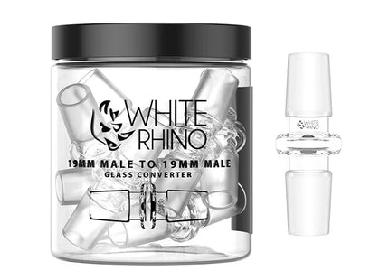 WHITE RHINO 19MM MALE TO 19MM MALE GLASS CONVERTER 10CT
