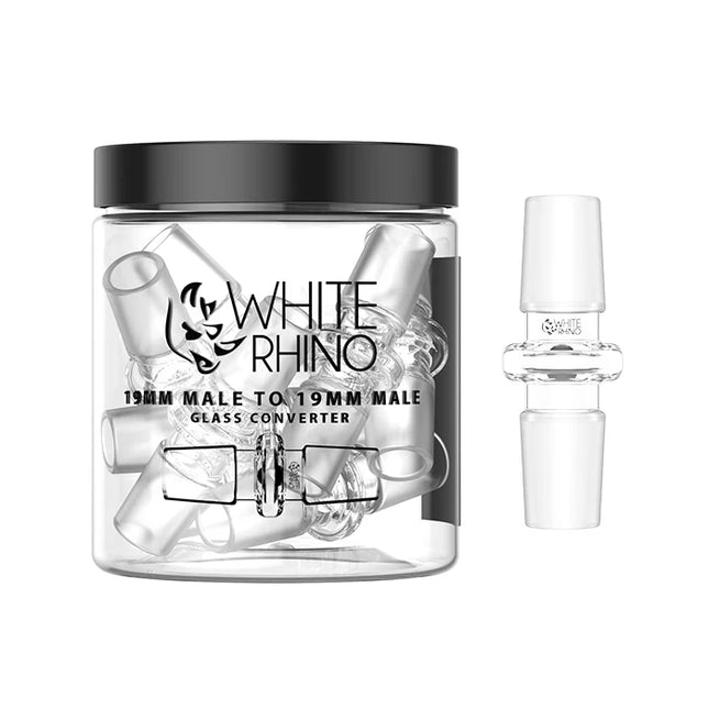 WHITE RHINO 19MM MALE TO 19MM MALE GLASS CONVERTER 10CT