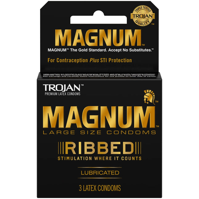 TROJAN MAGNUM RIBBED 6 - 3 PK