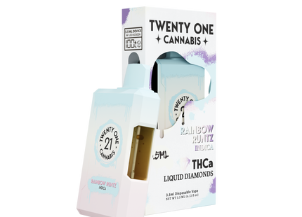TWENTY ONE CANNABIS THCA 3.5ML LIQUID DIAMONDS DISPOSABLE VAPE – RAINBOW RUNTZ (INDICA) 6PK