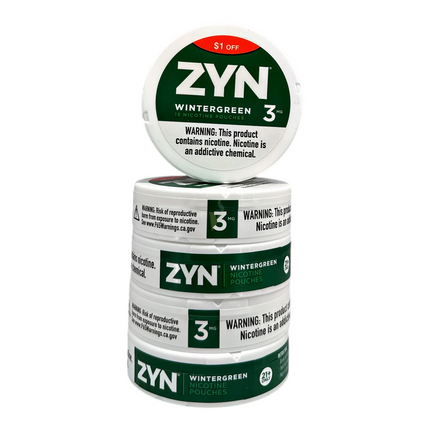 ZYN NICOTINE POUCHES 3MG $1 OFF WINTERGREEN 5PACK