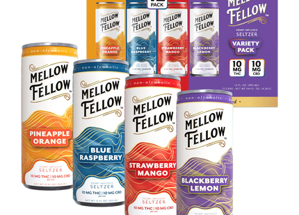 MELLOW FELLOW SELTZER BEVERAGES 20MG DELTA-9+CBD VARIETY PACK 12COUNT