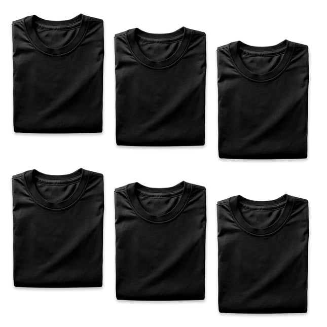 T SHIRT BLACK ROUND 6 PACK