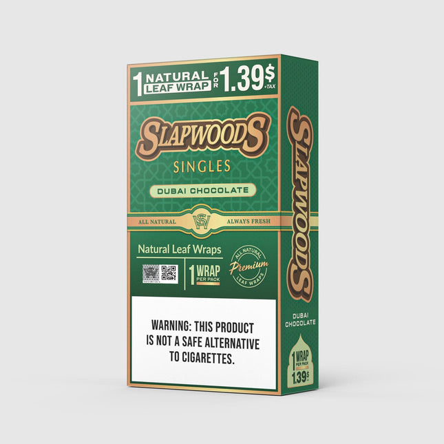 SLAPWOODS SINGLES DUBAI CHOCOLATE - 20 PACK PER BOX - PREPRICED 1/$1.39