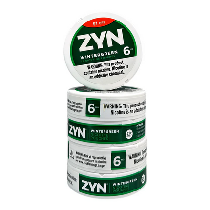 ZYN NICOTINE POUCHES 6MG $1 OFF WINTERGREEN 5PACK