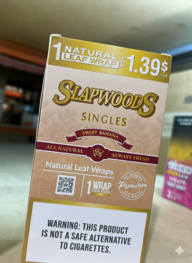 SLAPWOODS SINGLES SWEET AROMATIC - 20 PACK PER BOX - PREPRICED 1/$1.39