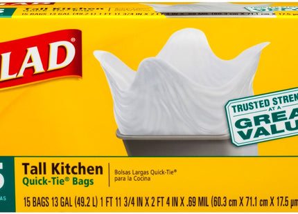 GLAD TRASH BAG 13 GALLON 15CT