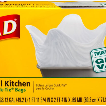 GLAD TRASH BAG 13 GALLON 15CT