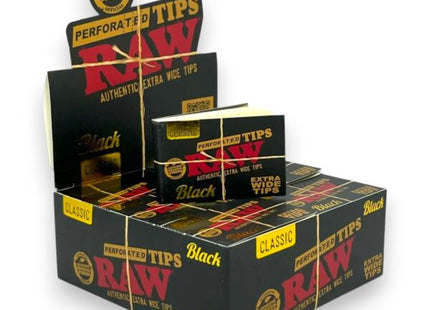 RAW CLASSIC BLACK X-TRA LONG TIPS 36 / BOX