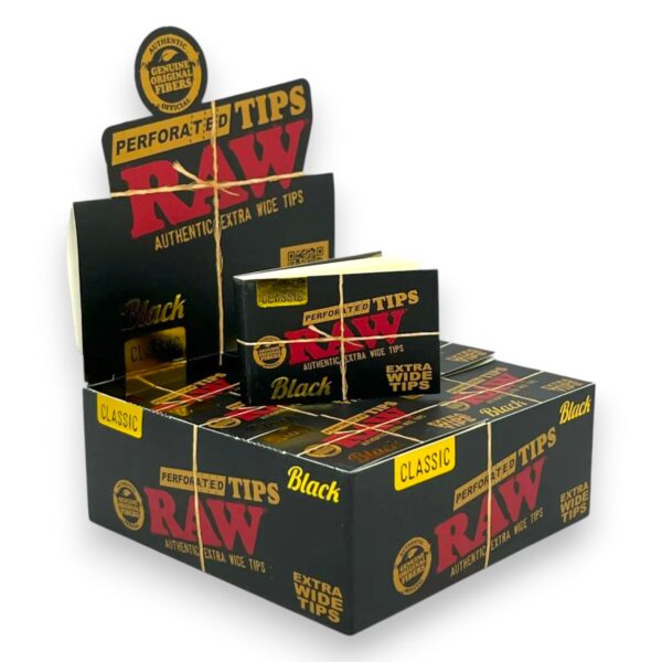 RAW CLASSIC BLACK X-TRA LONG TIPS 36 / BOX