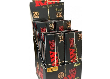 RAW CLASSIC BLACK 1 1/4 SIZE CONE 20PACK