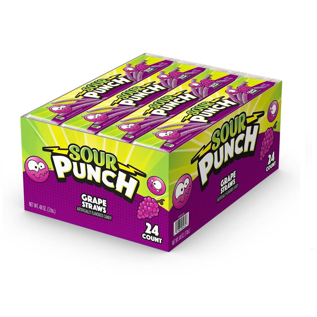 SOUR PUNCH 2oZ STRAWS GRAPE 24COUNT