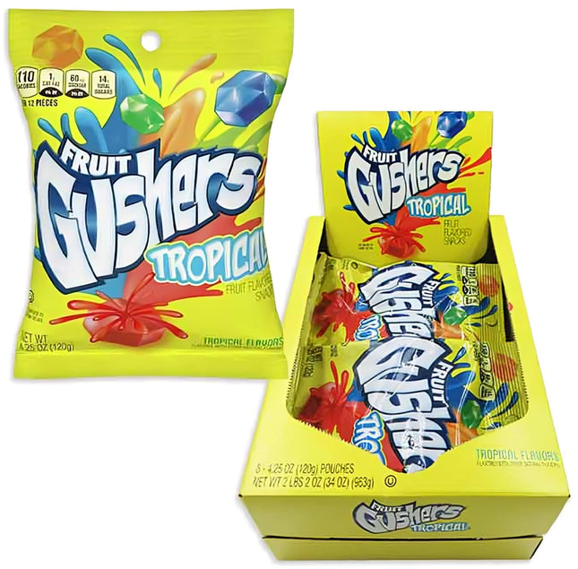 GUSHERS 4.25oZ FRUIT FLAVOR SNACK TROPICAL 8PACKS