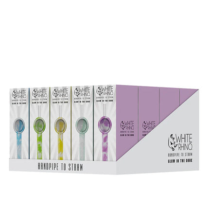 WHITE RHINO ASSORTED FLIP HANDPIPE CONVERTER GLOW IN THE DARK - 35CT