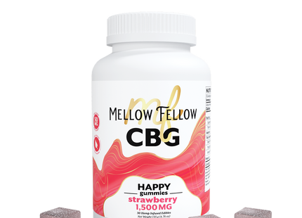 MELLOW FELLOW CBG 1500MG HAPPY GUMMIES STRAWBERRY 30 COUNT