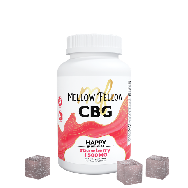 MELLOW FELLOW CBG 1500MG HAPPY GUMMIES STRAWBERRY 30 COUNT