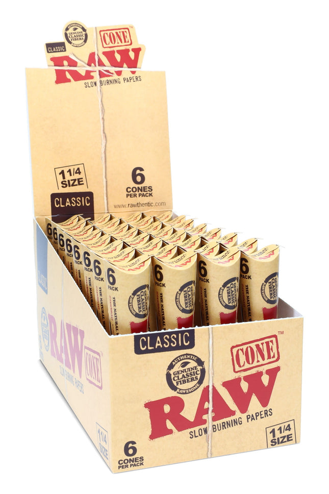 RAW CLASSIC 1 1/4 SIZE CONES 32 x 6PACKS