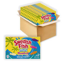SWEDISH FISH 3.5oZ MINI CANDY TROPICAL FLAVOR THEATER BOX 12PACK
