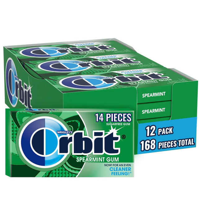 WRIGLEY'S ORBIT SUGARFREE GUM  SPEARMINT 12PACKS