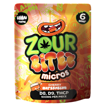 ZOUR BITEZ MICROS 500MG 6PK GUMMIES CHERRY WATERMELON 30COUNT