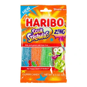 HARIBO 4.5oZ GUMMI CANDY Z!NG SOUR STREAMERS 1COUNT